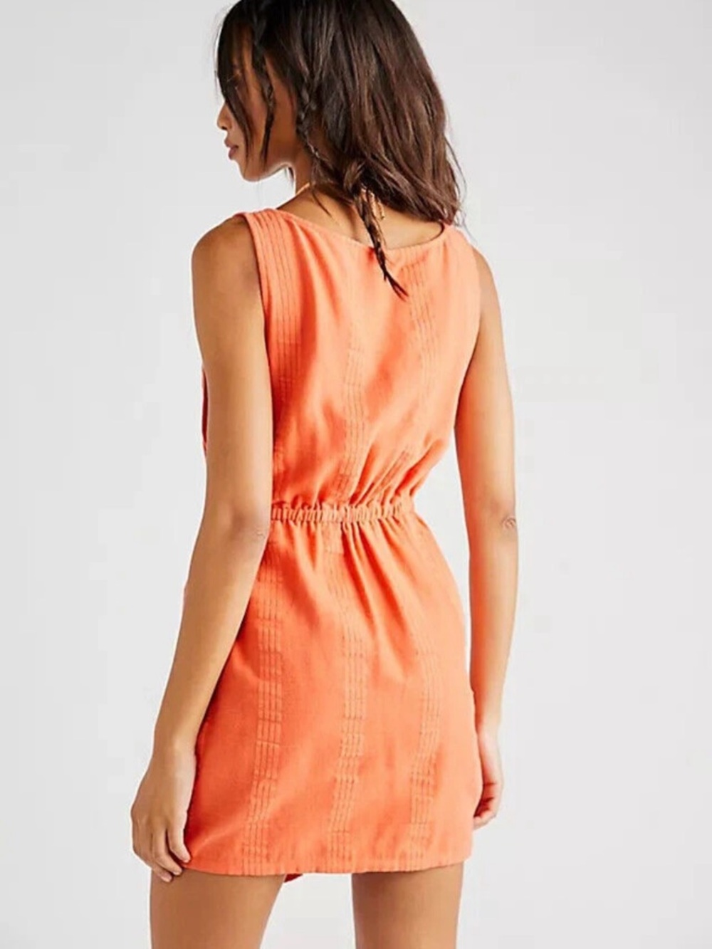 NWT Free People open bar mini endless summer dress orange S small cut out wrap - Picture 4 of 7